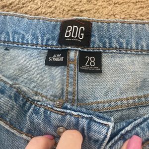 Distressed denim relaxed jeans